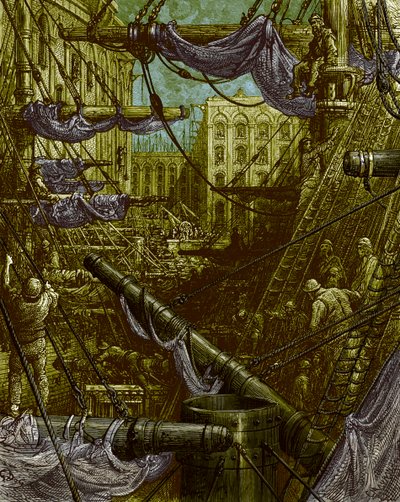 Inside the Docks by Gustave Dore